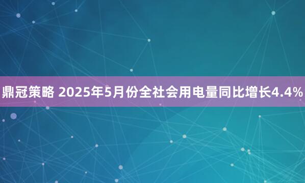 鼎冠策略 2025年5月份全社会用电量同比增长4.4%