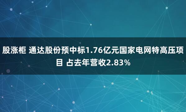 股涨柜 通达股份预中标1.76亿元国家电网特高压项目 占去年营收2.83%